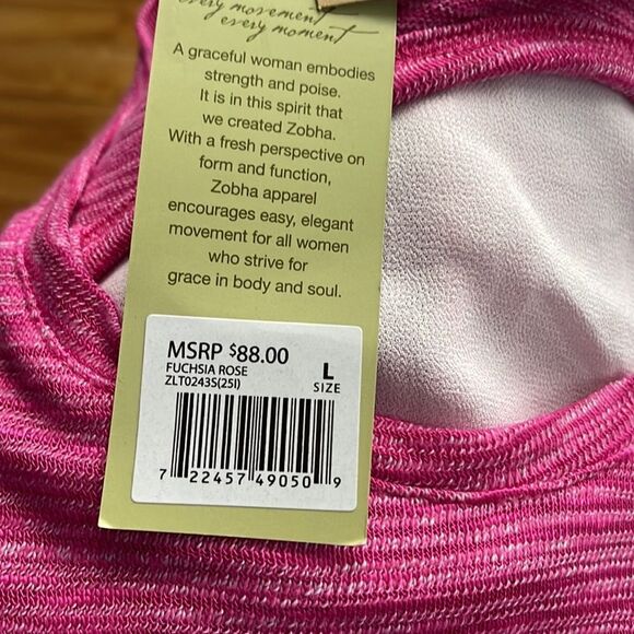 Zobha dip dye marled ombré pink/white burnout open chiffon back knit front top - Picture 9 of 9